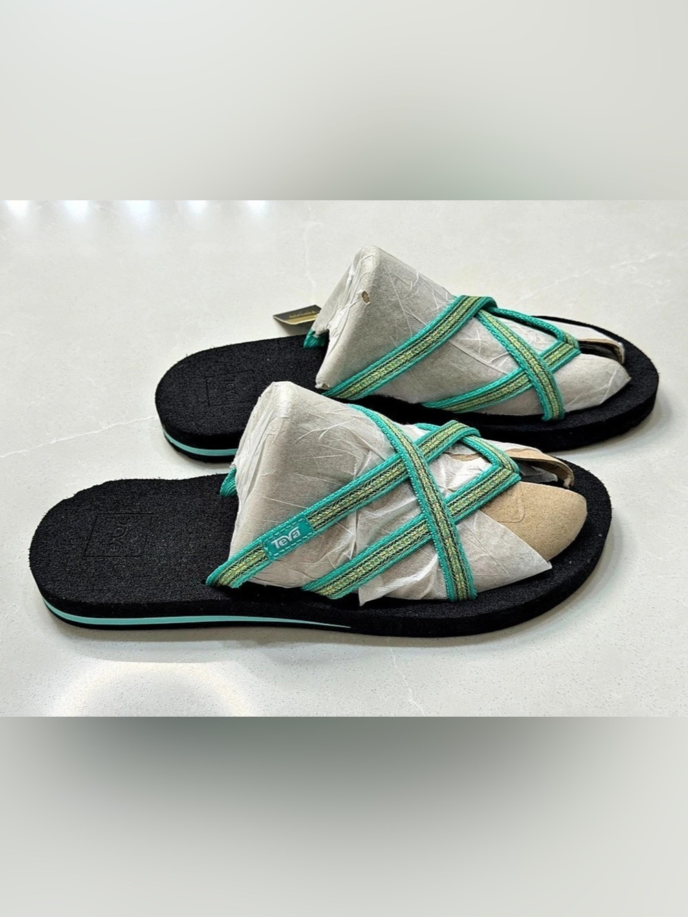 Teva Olowahu Strappy Flip Flop Sandals Pintado Florida Keys Teal Size 10